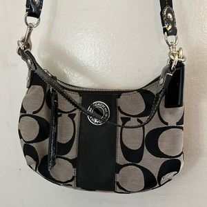 Black and Gray Signature C Coach Purse